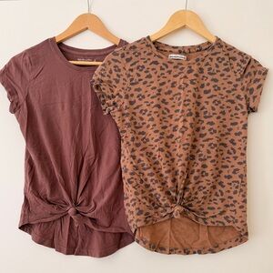 Abercrombie Rose and Leopard Print Knot-Front Tops / 100% Cotton